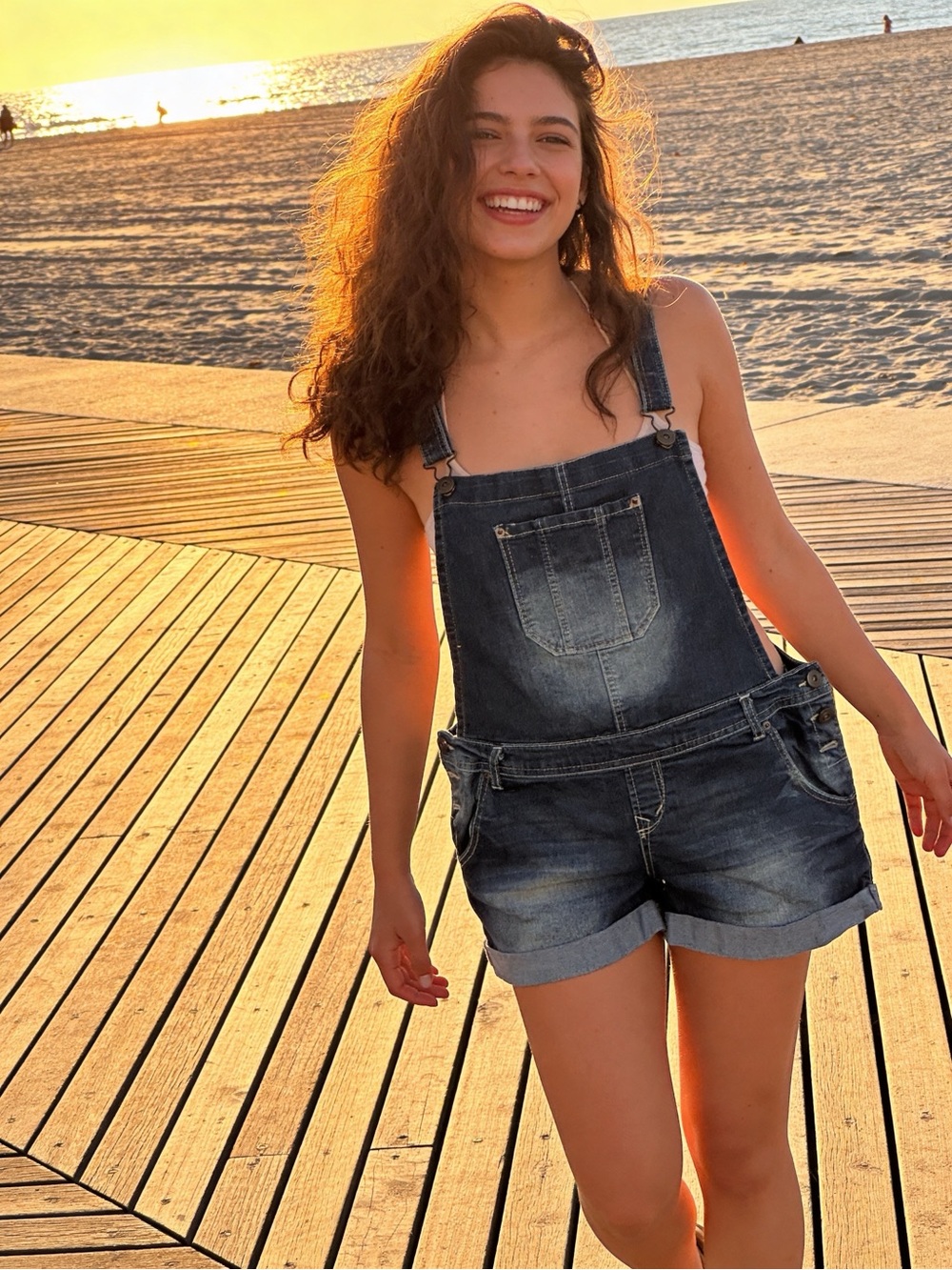 BONGO Dark Wash Denim Short Overalls